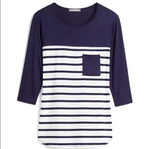 Navy and white striped shirt